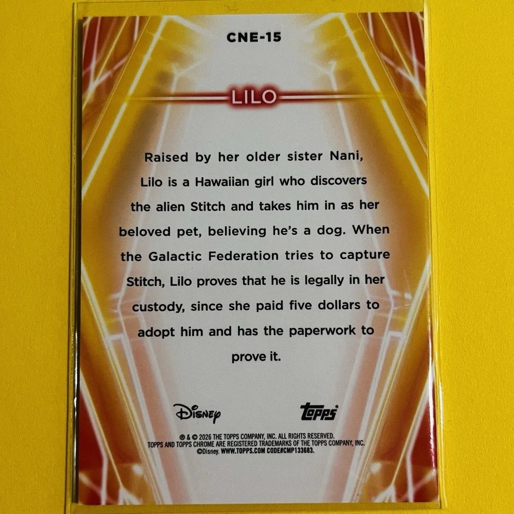 2026 Topps‎ Disney Neon Chrome Neon Etch Lilo #CNE-15 Lilo & Stitch Insert